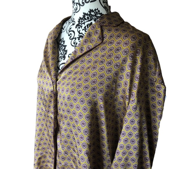 ZARA Printed PJ High-low button-down Satin Shirt - Picture 6 of 12